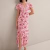 Vivienne Cotton Blend Maxi Dress - Pink Palm Floral Print